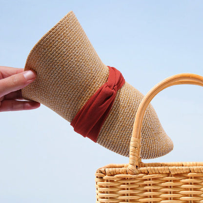 Foldable Elegant Ribbon Straw Hat